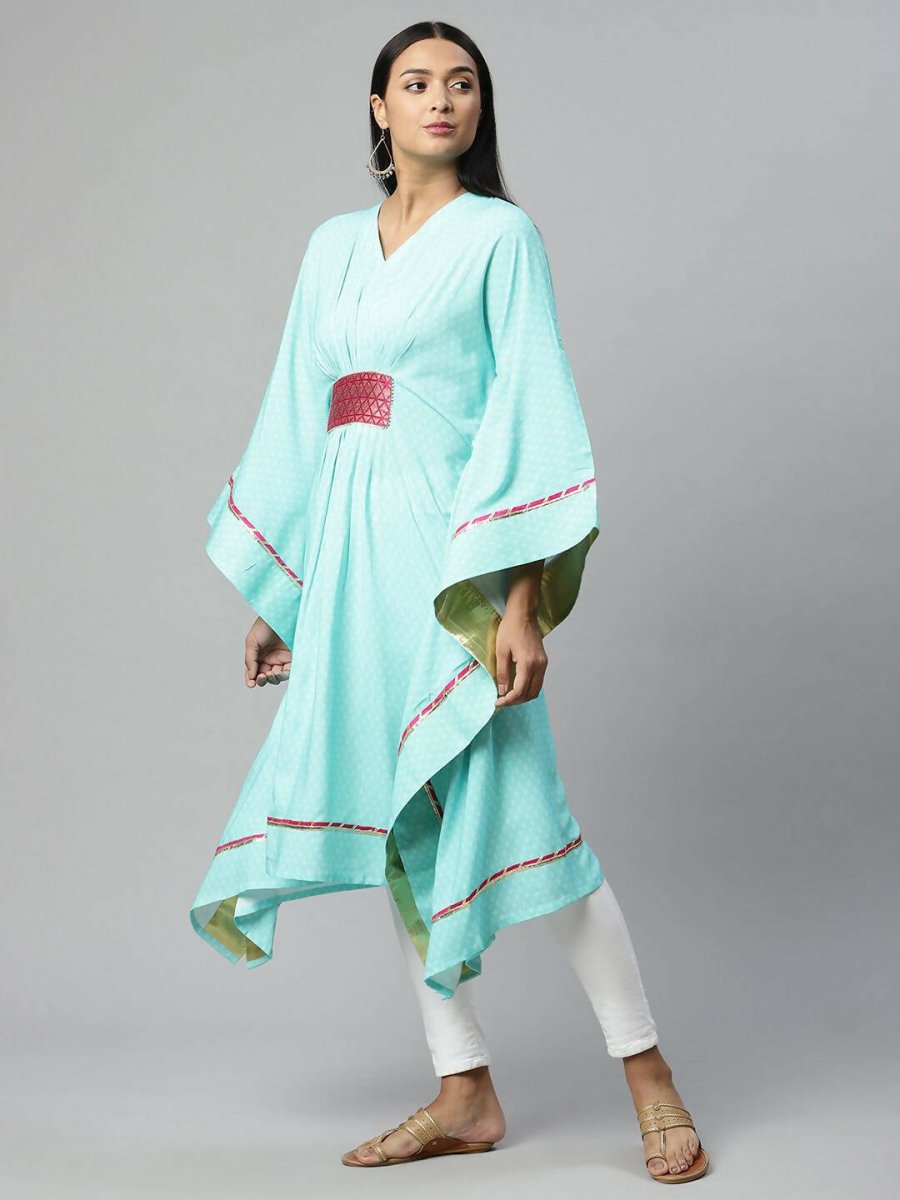 Ahalyaa Womens Blue Rayon Printed Kaftan - Distacart