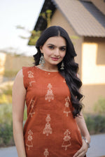 Thumbnail for Teeya Creation Womens New Trendy Summer War Printed Cotton Gown Set-Orange - Dista