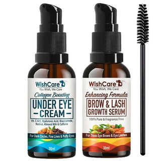 Wishcare Ultimate Eye Care Combo - Under Eye Cream & Brow-Lash Growth Serum Oil - Distacart