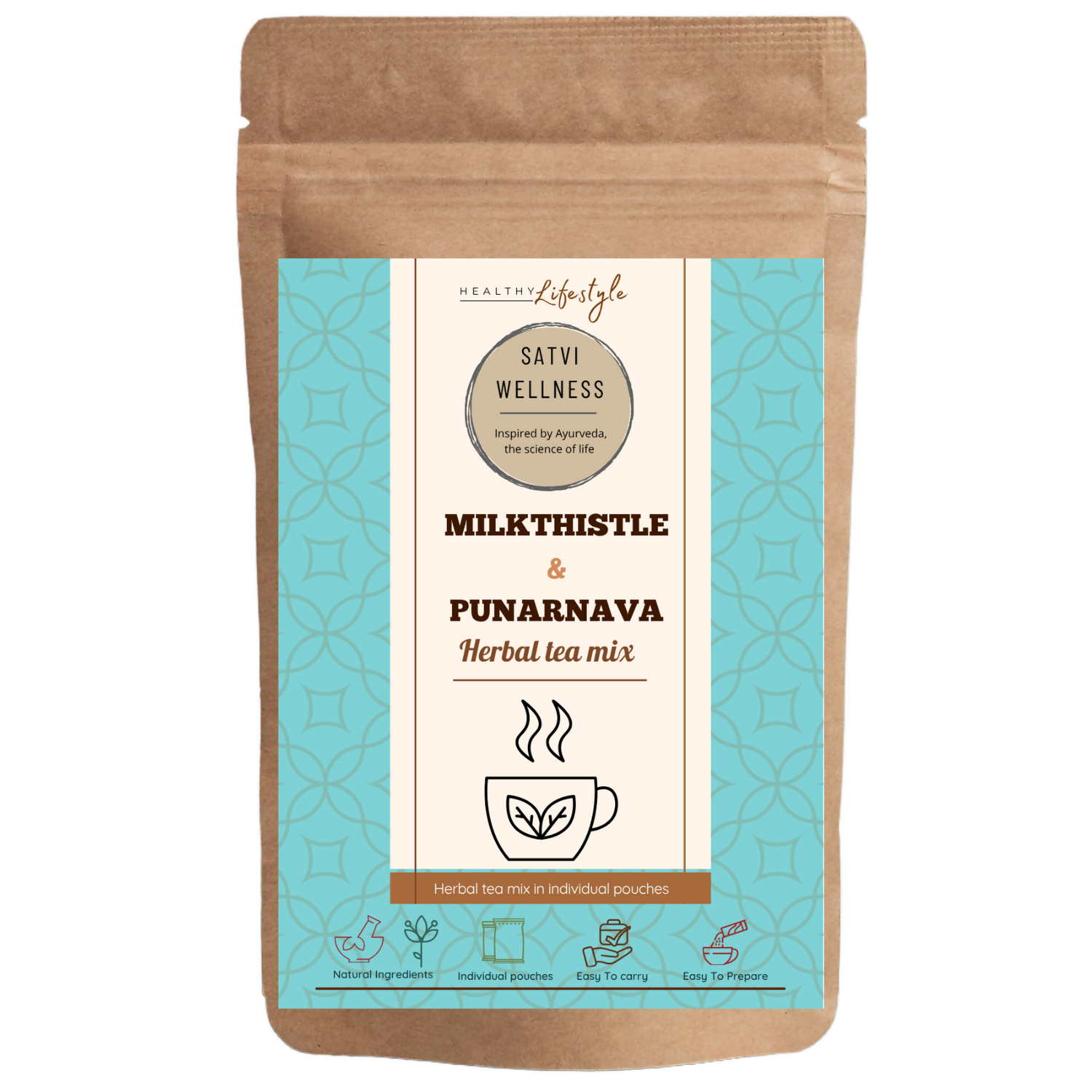 Satvi Wellness Milkthistle Punarnava Herbal Infusion Mix In Indvidual Packets | Herbal Tea Sachet