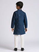Thumbnail for Joban Fashion Kids Island Traditional Ethnic Wear with Silk Sequence Embroidery Full Sleeves Kurta and Pyjama Set - Blue - Distacart