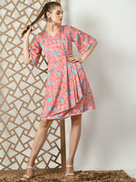 Thumbnail for Myshka Women's Pink Printed Dress - Distacart