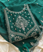 Thumbnail for KC Green Wedding Wear Embroidered Crush Silk Salwar Suit - Dista