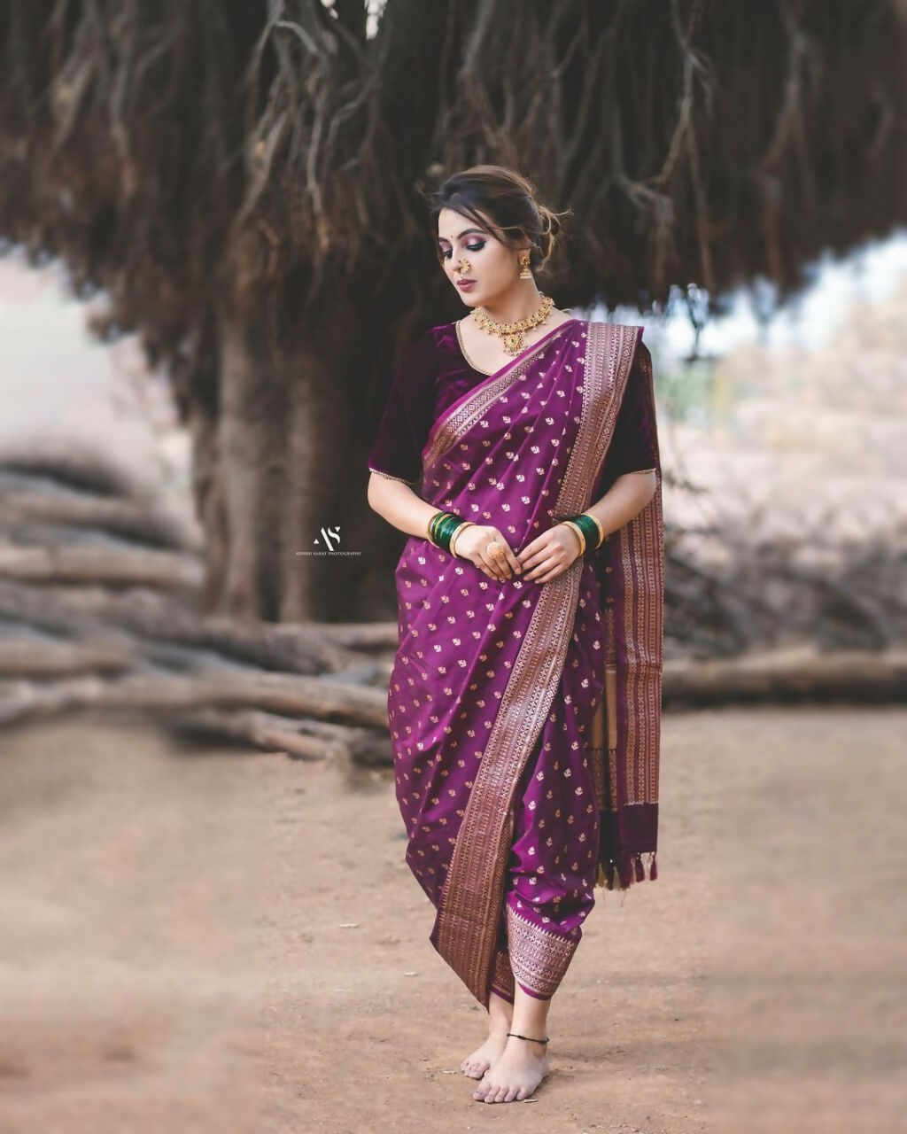Preksha Creation Banarasi Soft Silk Women Purple Saree - Distacart