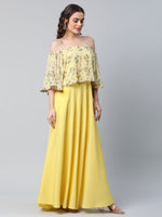 Thumbnail for Ahalyaa Women Crepe Printed Yellow Dress - Distacart