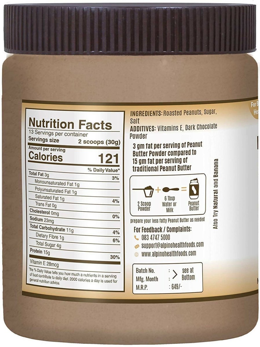 Alpino Peanut Butter Powder Dark Chocolate - Distacart