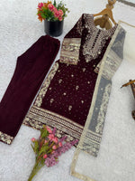 Thumbnail for Teeya Creation Maroon Color Velvet Designer Embroidery Work party Wear Suit