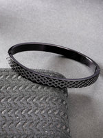 Thumbnail for NVR Men's Black Rhodium-Plated Stainless Steel Kada Bracelet - Distacart