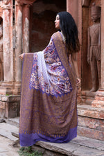 Thumbnail for Joban Fashion Shade Of Orchid Crepe Chiffon Pure Handloom Banarasi Silk Saree