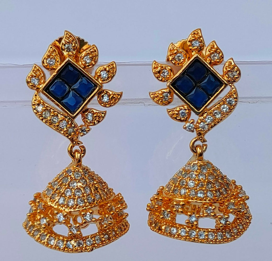 Blue AD Designer Jhumkas - Distacart