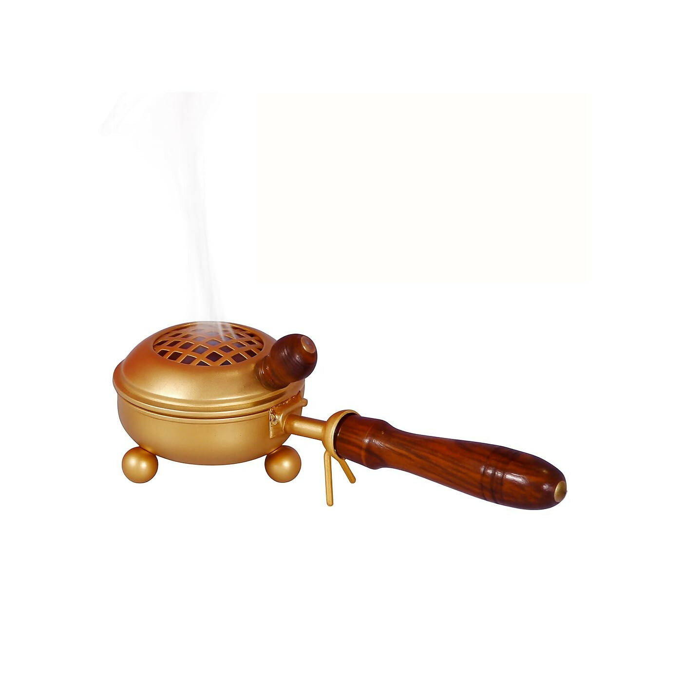 Not Available Handcrafted Metal Dhoop Dani Incense Burner - Golden Color - Dista