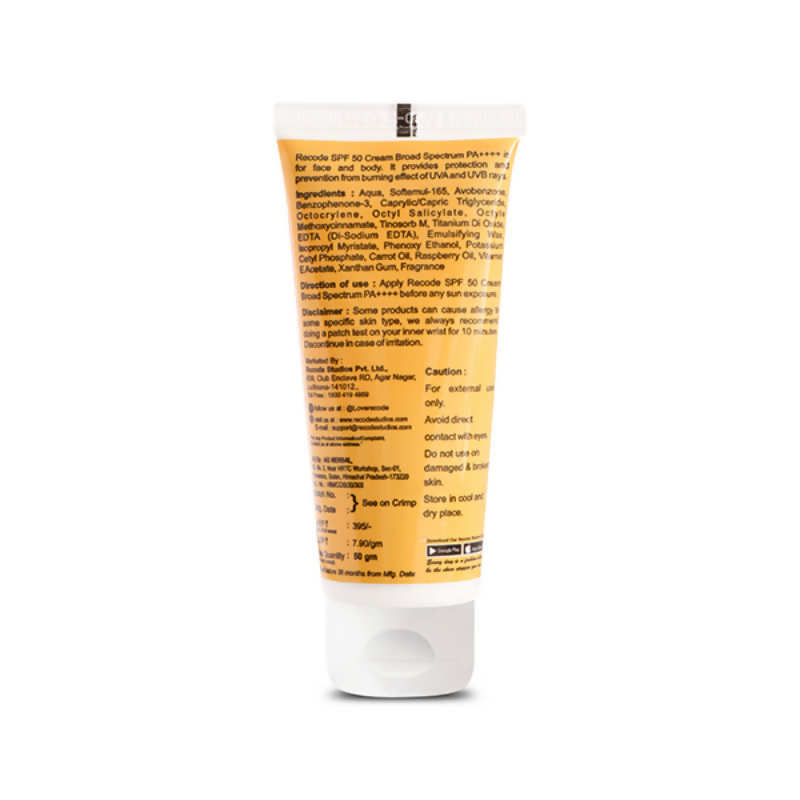 Recode SPF 50 Cream PA++++ - Distacart
