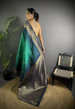 Thumbnail for Joban Fashion Turquoise Handloom Silk Ikkat Saree