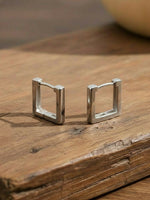 Thumbnail for NVR Men's Silver Plated Geomatric Shaped Hoop Earrings - Distacart