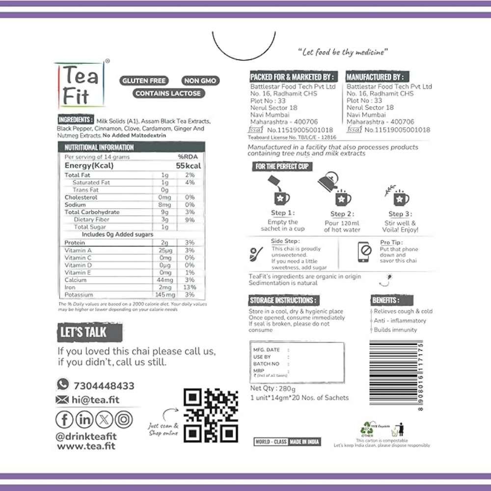 TeaFit Premium NO SUGAR Instant Assorted Tea Premix - Distacart