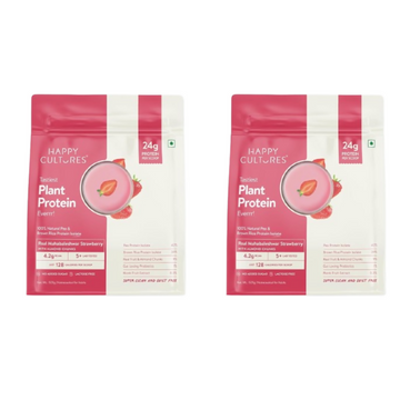 Happy Cultures 24g Tastiest Plant Protein Mahabaleshwar Strawberry & Almond Chunk - Dista