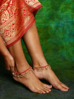 Thumbnail for Ruby Raang 22k Gold Polished Stone Anklets