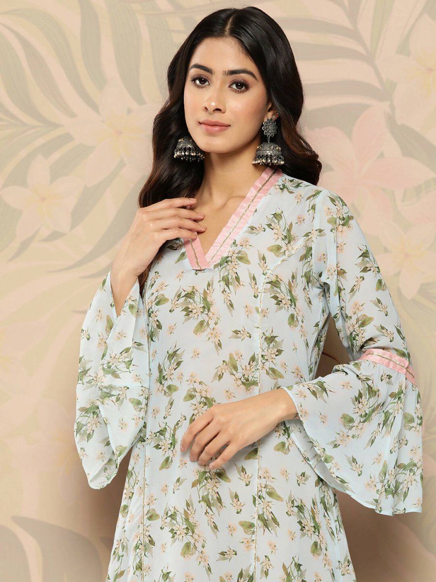 Ahalyaa Women's Traditional wear Kurta - Sky Blue - Distacart