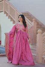 Thumbnail for Joban Fashion Pink Crush Sequence Embroidery Work Kurta Set