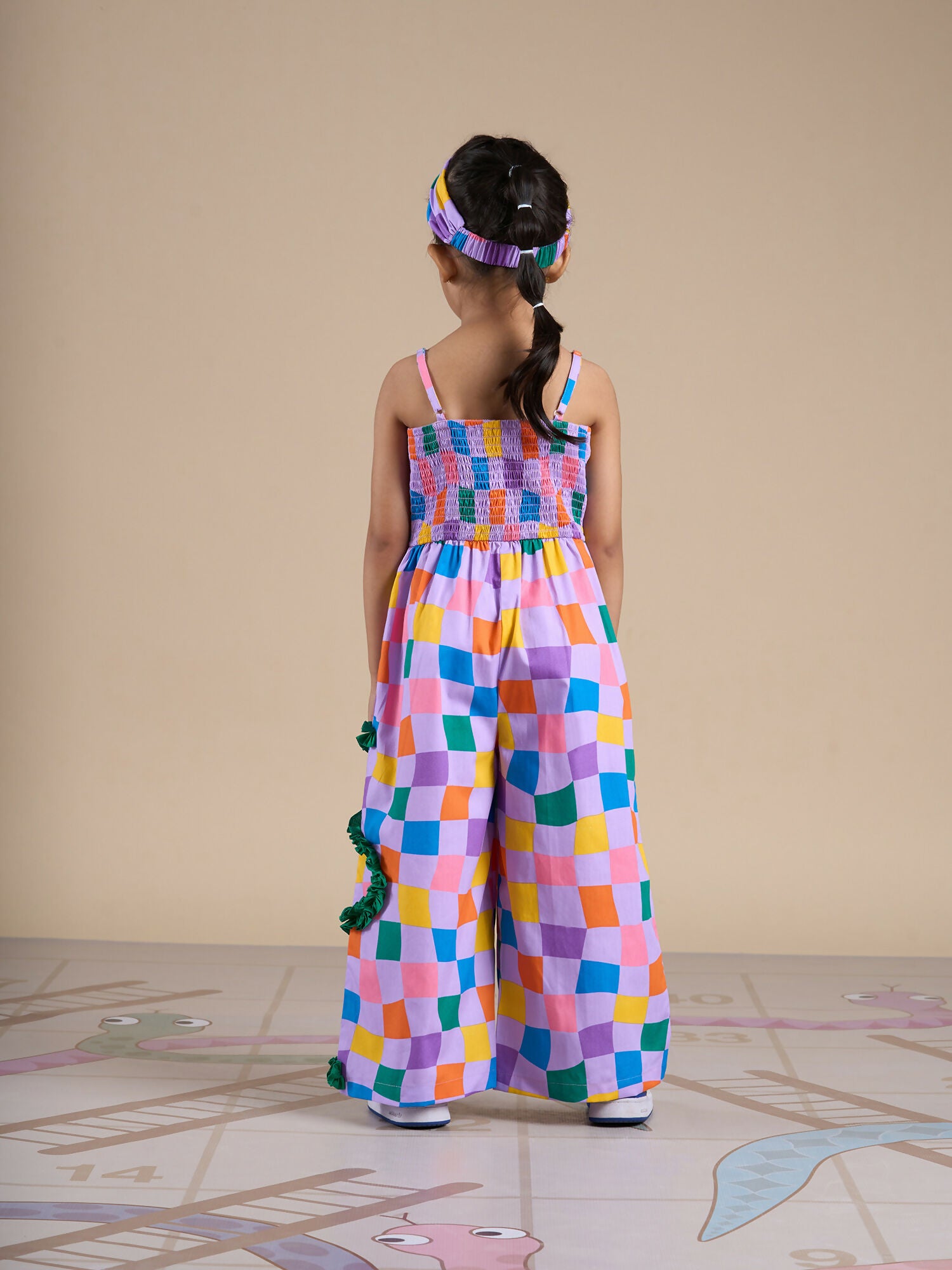 Snakes and Ladders Girls Multi Color Rotary Print Jumpsuit from Siblings Collection - Distacart