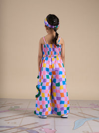 Thumbnail for Snakes and Ladders Girls Multi Color Rotary Print Jumpsuit from Siblings Collection - Distacart