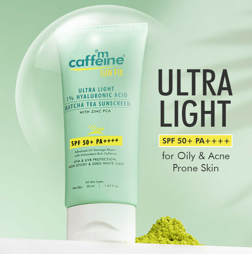 mCaffeine Sun Fix Ultra Light 1% Hyaluronic Acid Matcha Tea Sunscreen SPF 50+ PA++++ - Distacart