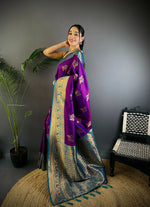 Thumbnail for Joban Fashion Banarasi Magenta Woven Soft Silk Saree