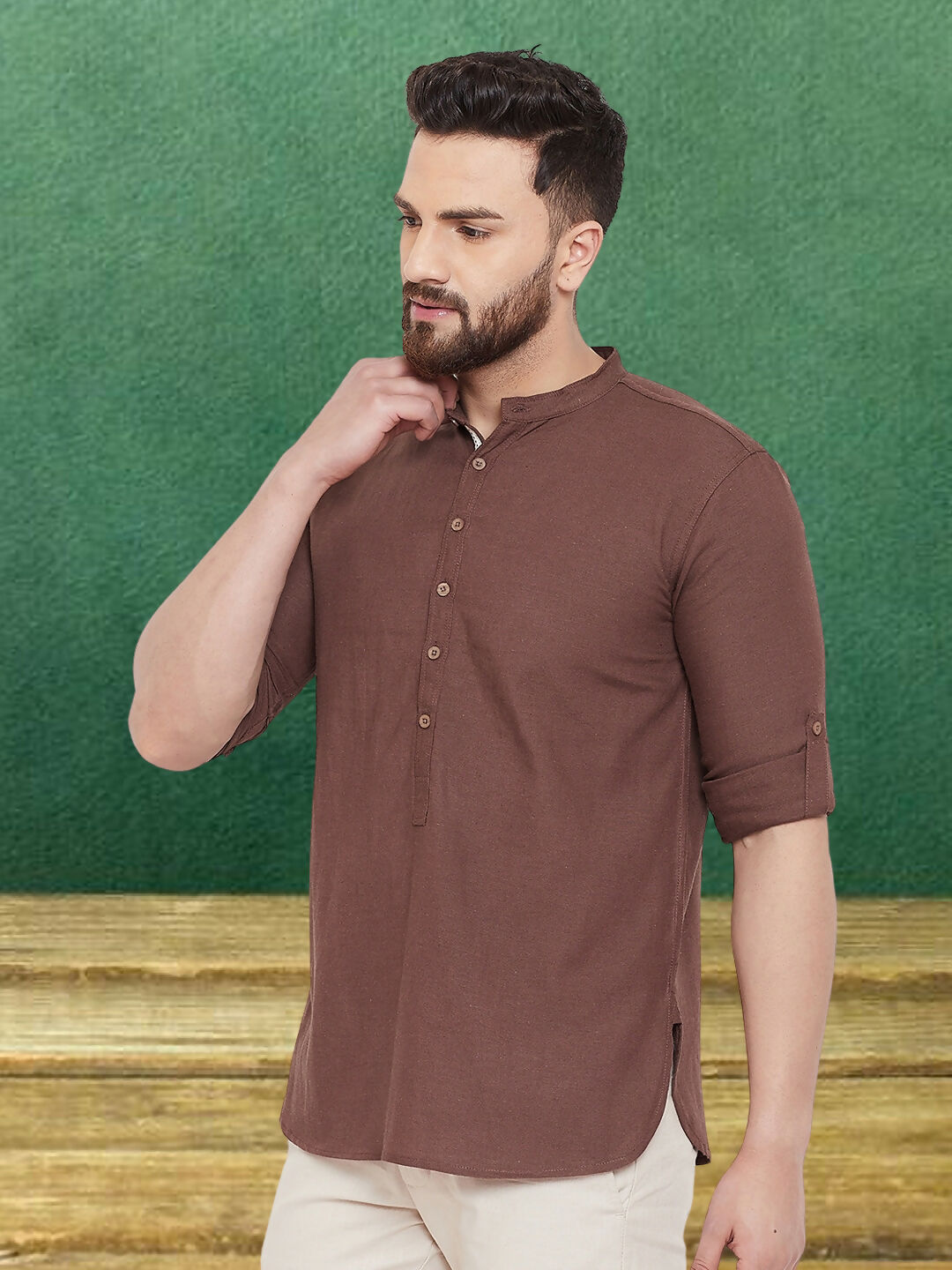 Even Apparels Men's Linen Brown Kurta - Distacart