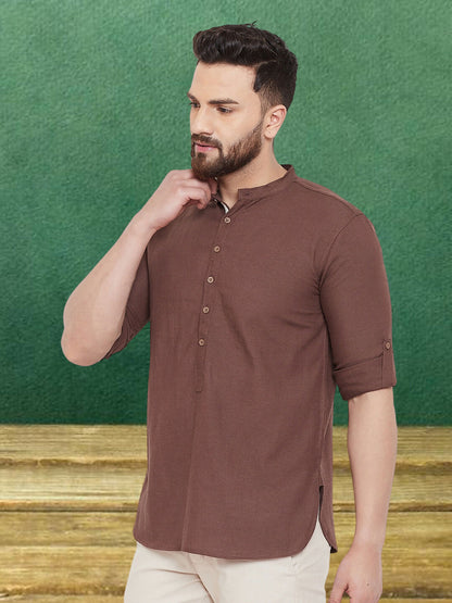 Even Apparels Men's Linen Brown Kurta - Distacart