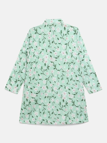 Ahalyaa Mint Green Poly Rayon Digital Print Kids Kurta Churidar Set For Boys - Distacart