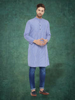 Thumbnail for Even Apparels Men's Pure Cotton Blue Striped Kurta - Distacart