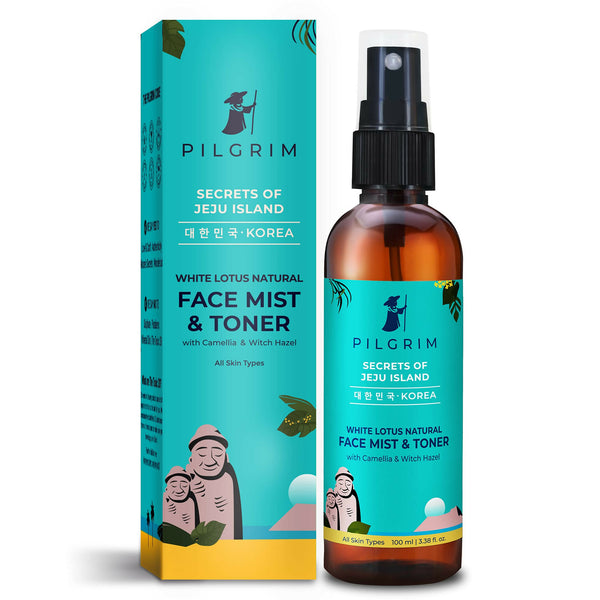 Pilgrim Korean Beauty White Lotus Refreshing Face Mist & Toner With Camellia & Witch Hazel For Glowing Skin - Distacart