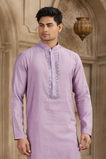 Thumbnail for Raivat Ethnic Banarasi Art Silk Mirror Work Kurta Pajama In Purple Colour