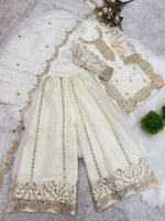 Thumbnail for Teeya Creation Girls Heavy Embroidery Ethnic Kurta And Palazzo Set With Net Dupatta - Dista