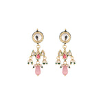 Thumbnail for Nuyug 22K Gold Plated Pearl Empress Flora Pink Stone Drops Necklace Set