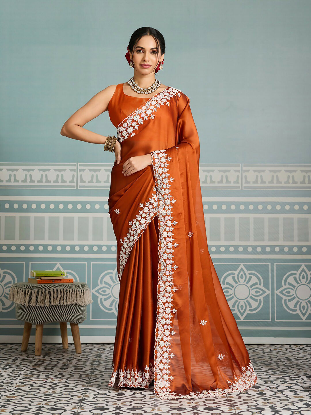 Teeya Creation New Trendy Party Wear Soft Silk Saree-Orange - Dista