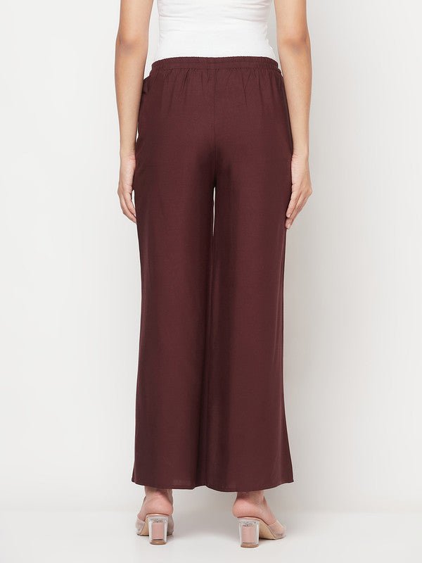 Aniyah Rayon Flared Slip-On Coffee Color Palazzo