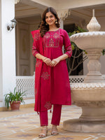 Thumbnail for Pramukh Fab Pink Color Viscose Mango Silk Kurta Set - Distacart