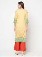 Thumbnail for Aniyah Rayon Digital Screen Print Golden Beige Straight Kurta