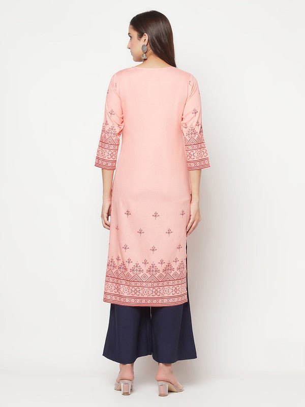 Aniyah Peach Color Rayon Digital Screen Print Straight Kurta