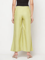 Thumbnail for Aniyah Rayon Flared Slip-On Pista Color Palazzo