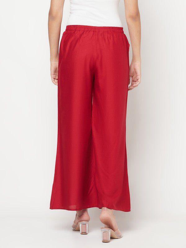 Aniyah Maroon Color Rayon Flared Slip-On Palazzo