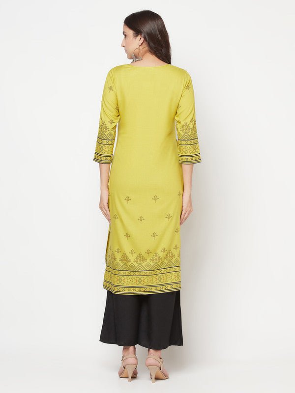 Aniyah Rayon Digital Screen Print Parrot Green Straight Kurta