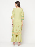 Thumbnail for Aniyah Rayon Screen Print Pista Green Straight Kurta