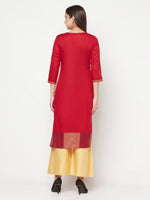 Thumbnail for Aniyah Cotton Foil Print Maroon Straight Kurta