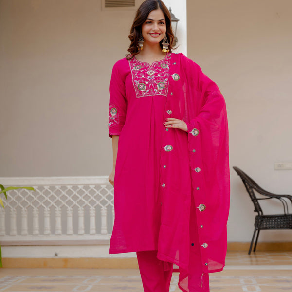 Pramukh Fab Pink Green Color Viscose Mango Silk Kurta Set - Distacart