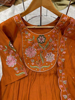 Thumbnail for Pramukh Fab Rust Color Viscose Roman Silk Kurta Set - Distacart