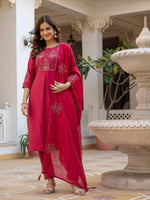 Thumbnail for Pramukh Fab Pink Color Viscose Mango Silk Kurta Set - Distacart