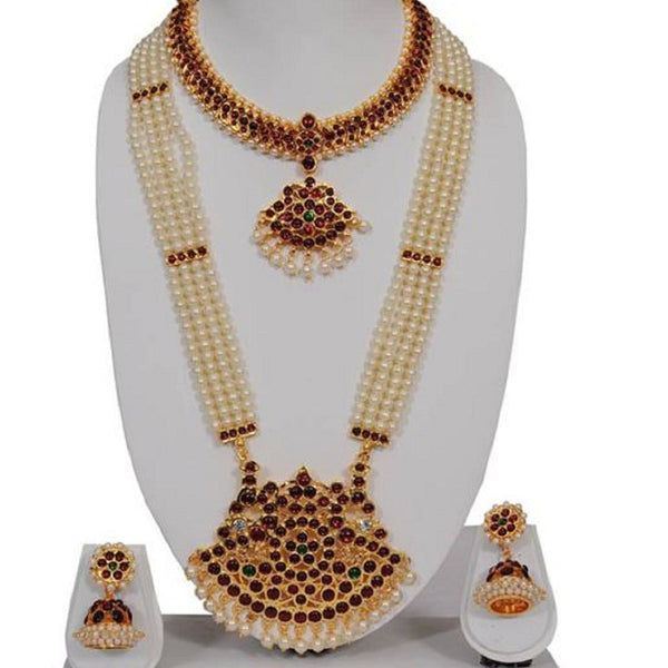 Elite Trading Minimum Bharatnatyam Dance Jewellery Set with 4 line Haarm - Distacart