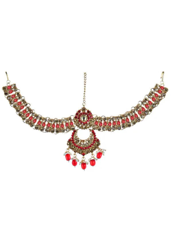 Tehzeeb Creations Traditional Stone Bridal Set 7 Pcs. For Girls & Women - Distacart